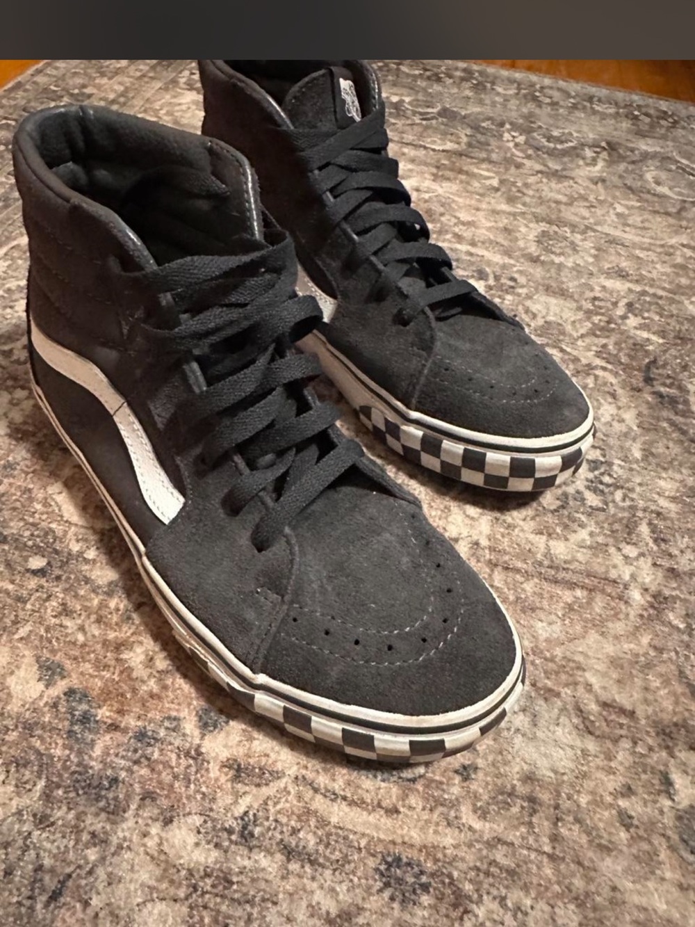 Vans Dark Grey High-Top Sneakers with checkered Side